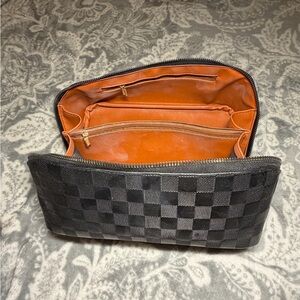 Checkered Black and Brown Travel Bag